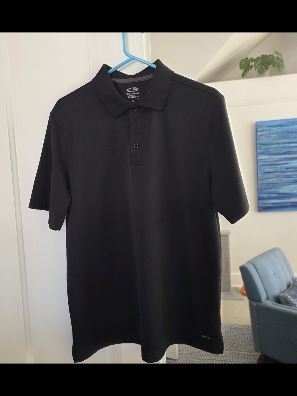 Champion Men's Black Golf Polo L